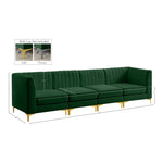 Alina 116.5" Velvet Upholstered 4pc. Modular Sofa in Green