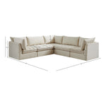 Jacob 103" Velvet Upholstered 5pc. Modular Sectional in Cream