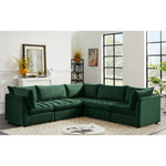 Jacob 103" Velvet Upholstered 5pc. Modular Sectional in Green