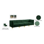 Alina 116.5" Velvet Upholstered 4pc. Modular Sofa in Green