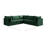 Jacob 103" Velvet Upholstered 5pc. Modular Sectional in Green