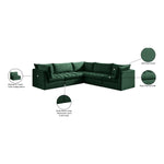 Jacob 103" Velvet Upholstered 5pc. Modular Sectional in Green
