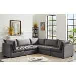 Jacob 103" Velvet Upholstered 5pc. Modular Sectional in Grey