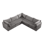 Jacob 103" Velvet Upholstered 5pc. Modular Sectional in Grey