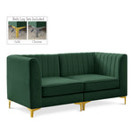 Alina 65" Velvet Upholstered 2pc. Modular Loveseat in Green