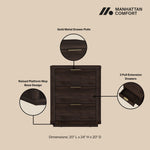 Evelyn 20" Nightstand (3-Drawer) in Brown