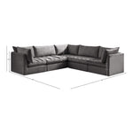 Jacob 103" Velvet Upholstered 5pc. Modular Sectional in Grey