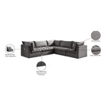 Jacob 103" Velvet Upholstered 5pc. Modular Sectional in Grey