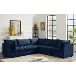 Jacob 103" Velvet Upholstered 5pc. Modular Sectional in Navy