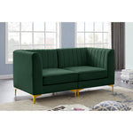 Alina 65" Velvet Upholstered 2pc. Modular Loveseat in Green
