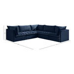 Jacob 103" Velvet Upholstered 5pc. Modular Sectional in Navy