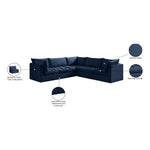 Jacob 103" Velvet Upholstered 5pc. Modular Sectional in Navy