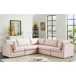 Jacob 103" Velvet Upholstered 5pc. Modular Sectional in Pink