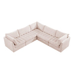 Jacob 103" Velvet Upholstered 5pc. Modular Sectional in Pink