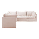 Jacob 103" Velvet Upholstered 5pc. Modular Sectional in Pink