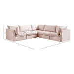 Jacob 103" Velvet Upholstered 5pc. Modular Sectional in Pink