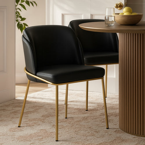 Jagger Vegan Leather Upholstered Dining Chair in Black