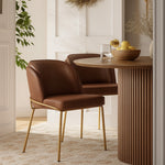 Jagger Vegan Leather Upholstered Dining Chair in Brown