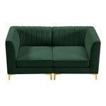Alina 65" Velvet Upholstered 2pc. Modular Loveseat in Green