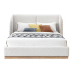 Jardin Boucle Fabric Upholstered King Bed (3 Boxes) in Cream