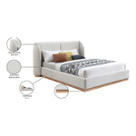 Jardin Boucle Fabric Upholstered King Bed (3 Boxes) in Cream
