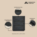 Evelyn 20" Nightstand (3-Drawer) in Charcoal Gray