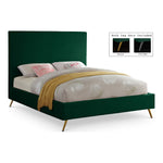 Jasmine Velvet Upholstered King Bed in Green