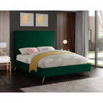 Jasmine Velvet Upholstered King Bed in Green