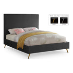 Jasmine Velvet Upholstered King Bed in Grey
