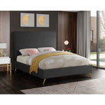 Jasmine Velvet Upholstered King Bed in Grey