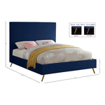 Jasmine Velvet Upholstered King Bed in Navy