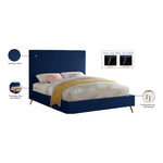 Jasmine Velvet Upholstered King Bed in Navy