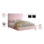 Jasmine Velvet Upholstered King Bed in Pink