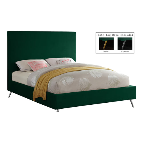 Jasmine Velvet Upholstered Queen Bed in Green