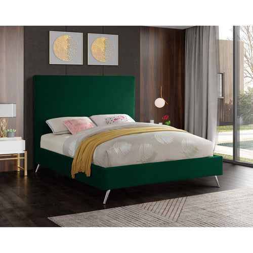 Jasmine Velvet Upholstered Queen Bed in Green