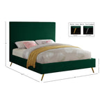 Jasmine Velvet Upholstered Queen Bed in Green