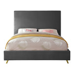 Jasmine Velvet Upholstered Queen Bed in Grey
