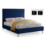 Jasmine Velvet Upholstered Queen Bed in Navy