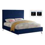 Jasmine Velvet Upholstered Queen Bed in Navy