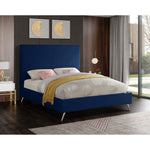 Jasmine Velvet Upholstered Queen Bed in Navy