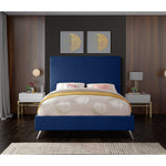 Jasmine Velvet Upholstered Queen Bed in Navy
