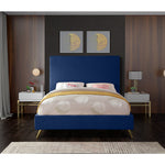 Jasmine Velvet Upholstered Queen Bed in Navy