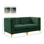 Alina 65" Velvet Upholstered 2pc. Modular Loveseat in Green