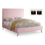 Jasmine Velvet Upholstered Queen Bed in Pink