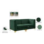 Alina 65" Velvet Upholstered 2pc. Modular Loveseat in Green