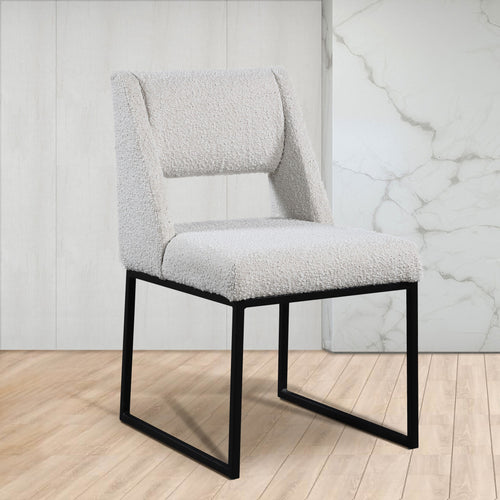 Jayce Boucle Fabric Upholstered Dining Chair in Cream