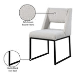 Jayce Boucle Fabric Upholstered Dining Chair in Cream