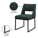 Jayce Boucle Fabric Upholstered Dining Chair in Green