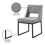 Jayce Boucle Fabric Upholstered Dining Chair in Grey