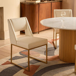 Jayce Vegan Leather Upholstered Dining Chair in Cream